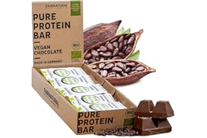 FAIRNATURAL® Protein Riegel Vegan Schokolade [10x45G] - Vegane Whey Proteinriegel ohne Soja & zugesetztem Zucker - Eiweßriegel Herstellung in DE - Pflanzliche Energieriegel - Protein Bar Schoko