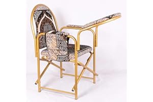 AARZ LONDON Muslim Prayer Islamic Velvety Cushioned Comfortable With Armrest And Side Pocket Foldable Salah Chair for Sujud Sajdah Namaz Mosque Black