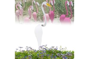 GEHANICO Flamingo Wind Spinner Florida Dancing Birds Garden Metal Art Metal Sign Flamingo Sculpture OrgnmentOutdoor Swirling Flamingo Wind Sculpture for Garden Decor (White)
