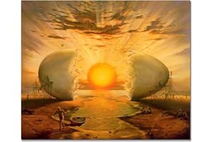 LEJU ART Salvador Dali Wandkunst Bilder L'Aurora Abstraktes Ei Sonnenstrahlen Leinwand Gemälde Neue Welt Drucke Malerei Wohnkultur 40x60cm(16x24in) Innen gerahmte Wandkunst