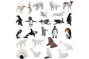 DAJASD Lot de 26 Figurines d'animaux de l'Arctique, Mini Animaux Arctiques, Figurines d'animaux Polaires, Mini Figurine en Plastique, Pingouin, Ours Polaire, Phoque, Cadeau d'anniversaire de Noël