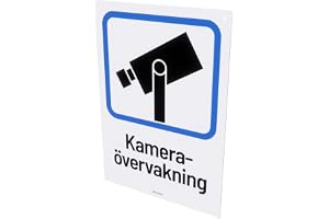 Nosico, Kameraövervakningsskylt, Aluminium 1,5 mm, 1-pack, Svenska, Varningsskylt för Bevakning, Förborrade Skruvhål, Olika F