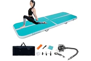 CCLIFE Air Track Tappetino Ginnastica Artistica 1/3/4/5m 10/20cm Air Roller Air Barrel con Borsa il Trasporto Pompa aria Casa Yoga Palestra Formazione Cheerleading Φ60/Φ90 Blu-verde/Verde/Blu/Rosa