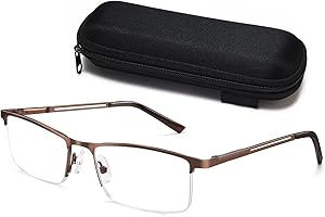 LITIMA Gafas De Lectura Hombre, Gafas de Lectura Hombres Anti Luz Azul, Rectangular Metal Acero Inoxidable
