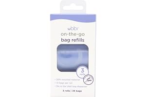 Ubbi Worki do napełniania w podróży, o zapachu lawendy, 3 rolki, jednorazowe worki na odpady, worki na odpady dla zwierząt domowych, niezbędne akcesoria do pieluch dla niemowląt, opakowanie 36 torebek