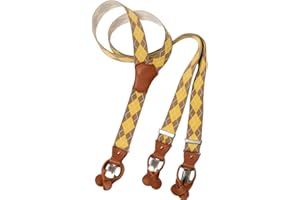 MR. M MR.M Bretelle uomo– 3 clips con asole incrocio Y– Regolabili fino a 195cm- Finiture vera pelle…