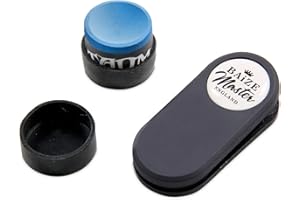 BAIZE MASTER Rubber T-MAG Double Magnetic Square & Round Snooker Chalk Holder with Pocket Clip Action – comes complete with one piece of Taom Chalk (Taom V10 Blue)