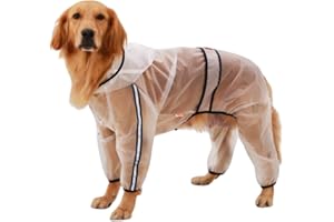 BT Bear Dog Raincoat with Legs,Transparent Four-legs Large Dog Raincoats Waterproof with Reflective Strips & Hood Jumpsuit for Medium Dogs Large Dogs (6XL)