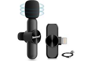 Leereel Wireless Lavalier Mikrofon für iPhone, Plug-Play ansteckmikrofon kabellos für die Aufnahme von YouTube Live Stream - 3 Stufen Rauschunterdrückung, Keine APP&Bluetooth erforderlich