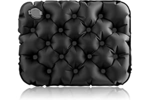 JCSJK Inflatable Seat Cushion for Airplane, 40*30*5cm Portable Blow up Travel Seat Mat with Storage Bag, Lightweight Waterproof Comfort Pad for Adult Air Flights Stadium Camping Pressure Relief (Black)