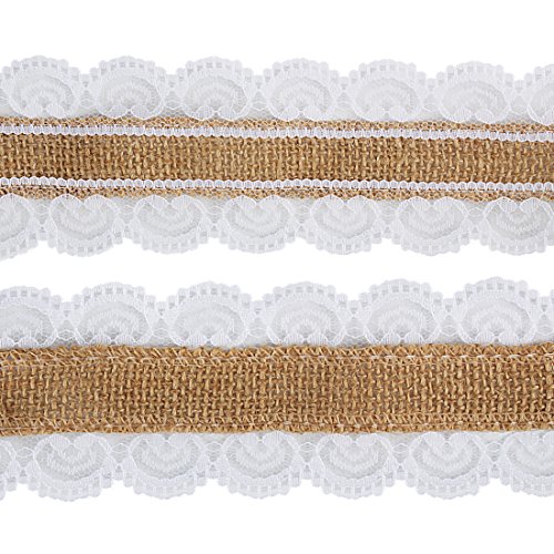 10M Natur Burlap Band-Rolle mit Spitze für Hochzeit Weihnachten DIY Fertigkeit MBJ-01 (2.5cm C) - 3