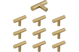 Drenky Pomelli per Mobili, 10 pezzi D'oro Maniglie per Mobili da Cucina Moderni in Acciaio Inossidabile Con viti per Armadio, Cassetto
