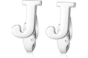 HONEY BEAR Carta Inicial Alfabeto Gemelos - Acero Inoxidable para Hombres Camisas Accesorios,Plata