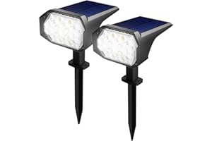 LEDYA 32 LED Spot Solaire Extérieur, Etanche IP67, Projecteur Réglable avec 3 Modes d'Éclairage, Lumière Froide pour Jardin, Cour, Extérieur，Allée, Chemin, 2 Pack