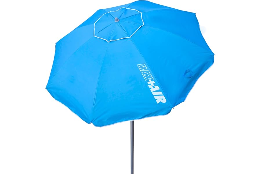 AKTIVE 62239 - Sombrilla playa Grande Antiviento Ultrarresistente/Mástil inclinable/Incluye bolsa de almacenamiento con asa d
