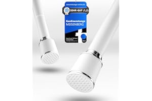 MEISENBERG Stange ohne Bohren 220-270cm, Weiß, Ø 32 mm, Teleskopstange zum Klemmen - Multifunktionale Vorhangstange Klemmstange für Fenster, Raumteiler und Küche