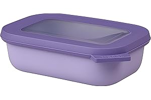Mepal - Multi Bowl Cirqula Rectangular - Contenitori Plastica con Coperchio - Adatto come Contenitore Ermetico per Frigo, Microonde, Congelatore da Portata - Ciotole Cucina - 500 ml - Vivid lilac