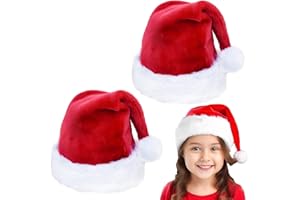 STIFFENERS 2 Pcs Santa Hat, Christmas Hats, Unisex Soft Plush Classic Fur Xmas Santa Hat, Classic Comfort Xmas Christmas Hat Thicken Santa Claus Fancy for Christmas New Year Party Supplies