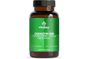‎VITABAY Vitabay Coenzym Q10 Ubiquinol 200mg Kapseln Hochdosiert - 60 Kapseln Ubiquinol Laborgeprüft & ohne unerwünschte Zusatzstoffe - Natürliches Q10