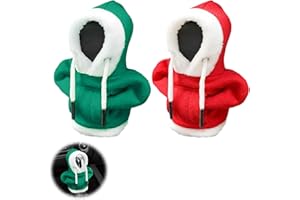 Ellxen 2 Stück Weihnachten Gangschaltung Hoodie-Abdeckung,Universal Schaltknauf Hoodie Shifter,Auto Schalthebel Innendekorationszubehör,Weihnachten Geschenk,für Auto Dekoratives(Rot,Grün)