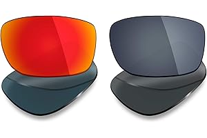 MRYOK MRY 2 Paar Polarisierte Ersatz Linsen für Oakley Fives Squared Sonnenbrille – Reichhaltige Option Farben, Fire Red & Black Iridium