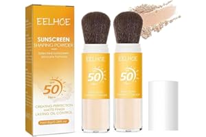 Baorder 2PCS Mineralisches Sonnenschutz-Fixierpulver, SPF 50 PA++ Pulver-Sonnenschutz, Kontrollöl natürliches mattes Finish, dauerhaftes leichtes atmungsaktives Sonnenschutz-Fixierpulver mit Pinsel
