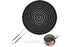 Infreecs 32 cm Paraspruzzi in Silicone, Multiuso Paraschizzi Cucina, Coperchio Antischizzi, Retino Antispruzzo A Maglia Fine, Paraspruzzi per Cucinare e Friggere, Protegge la Pelle da Ustioni, Nero