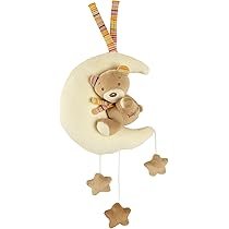 Fehn Muziekdoosje, baby, slaaphulp, met melodie Goeden avond, goeden nacht van Johannes Brahms, muziekspeelgoed met schattige dieren, voor babybedje, voor baby's van 0-5 maanden, blije dino : Fehn
