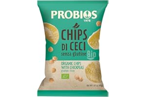 Probios Ceci Biologici - Patatine Senza Glutine - Snack Salutari - Senza Lievito e Senza Zuccheri Aggiunti - Ricche Di Fibre e Senza Olio Di Palma - 12 Confezioni (40g Ciascuna)