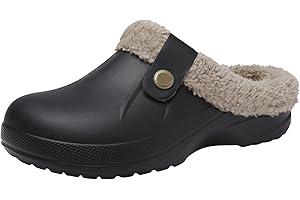 ChayChax Femme Hiver Sabots Fourrées Homme Pantoufles Chaud Peluche Chaussons Maison Imperméables Chaussures de Jardin Intérieur et Extérieur