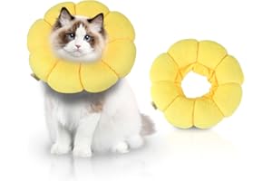 KITDAHOM Collar Isabelino para Gatos - Collar Protector Talla M - Algodón PP Suave - Evita Lamidos Postoperatorios - para Gatos y Perros Pequeños (Girasol)