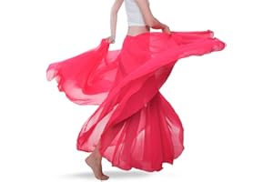 ROYAL SMEELA Jupe Danse du Ventre ATS Voile Maxi Full Jupes Tribal Robe de Danse Mousseline Jupe Longue Flamenco Femme 720 degrés Grande Swing Jupe Costumes Danse Orientale