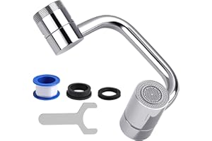 Yuio Robinet à Rallonge Rotatif Multifonctionnel, 1080° Aérateur de robinet, Mousseur Robinet avec Deux Méthodes, Aerateur Universels Robinet Economie d'eau Pour Robinets de Cuisine et Salle de Bain