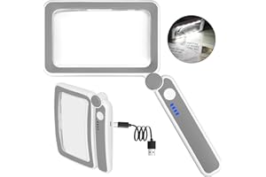 TOBEGIGA Rechargeable 5X Magnifying Glass for Reading, Handheld Page Magnifying Glass with Light for Low Vision Seniors, Lightweight LED Magnifier for Reading Books, Newspaper, Small Print