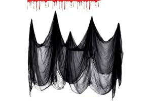 AHYDFSR Gasa Negra Halloween, 200×800cm Tela Espeluznante, Halloween Decoracion,Halloween Gasa Negra de Fiesta,Fiestas Cortinas Decoraciones de Halloween Carnaval,para Casa Embrujada Fiesta Pared Patio Jardín