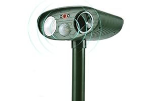 KUCKEE Ultrasonic Cat Repellent for Gardens Outdoor, Solar Powered Cat Deterrent Cat Scarer with Motion Sensor & LED Flash Light, Animal Deterrant Device Waterproof for Garden Farm Orchard Field