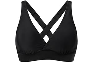 AMY BABE Sportliches Damen-Bikinioberteil, verstellbare breite Träger, große Brust, überkreuzter Rücken, stützender Badeanzug, nur Oberteil