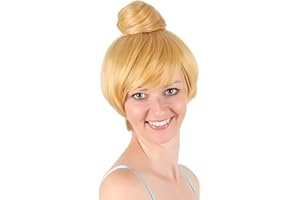 JUANXIAN Mujers Peluca de Cosplay del Vestido de Lujo del Pelo del Partido de Princesa Bell de la Hada Rubia Corta con el Casquillo 11.8 ''