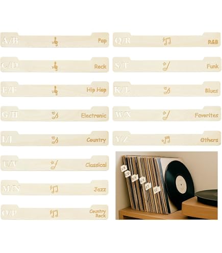 Séparateurs Alphabet En Bois Pour Disques Vinyle - Lot De 12 - Organisateur Étagère Collection