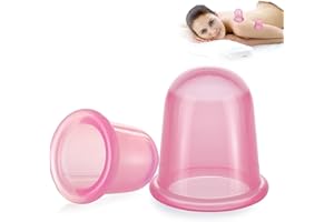 JADESEAL 2 Stück Silikon Schröpfen, Anti-Aging Cellulite Massage, Körper Schröpfen, Auge schröpfen, Glattes Hautbild, Massagegeräte tools set (Rosa)