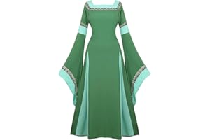 JUTRISUJO Vestido Medieval Renacimiento Mujer Vintage Victoriano gotico con Manga Larga de Llamarada Disfraz Princesa