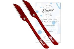 Lilibeth of New York Original Brow Shaper - Foldable Eyebrow Trimmer & Facial Hair Removal Device - Peach Fuzz Remover - Dermaplaning Tool for Women - Pack of 2 - Red