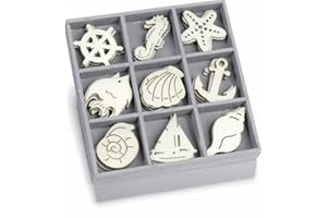 KNORR PRANDELL cArt-Us Caja con Adornos de Madera Ocean Paradise 10.5x10.5cm, Madera, Natural