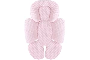 ‎BLUBLU PARK Baby Autositz-Kissen, Kopf- und Körperstütze für Neugeboreneneinsatz, 2-in-1 reversibles Babysitz-Kissen, weiche Kinderwagen-Einlage für Autositze, Babywippen, Kinderwagen und Schaukeln (Rosa)