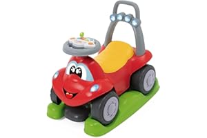 Chicco Porteur Billy Quattro, porteur pour enfants, 4 modes de jeu, fonction balançoire, premiers pas et conduite, module de volant électronique avec lumières et sons, 9-36 mois