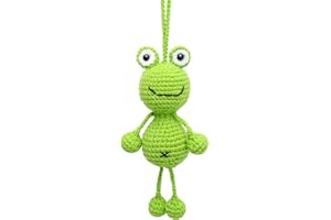 POXIAOER Petite grenouille tricotée - Décoration de voiture mignonne et amusante - Pendentif grenouille en peluche - Accessoires de rétroviseur pour la maison, le bureau, la voiture - Gadget de rétroviseur