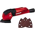 Einhell TC-DS 19 190 W Detail Sander | 190W Triangular Orbital Sander For Wood With Dust Extraction | Finishing Delta Sander With 3 x Sanding Sheets,Red