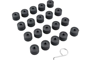 DERCLIVE 20pcs 17mm Plastic Wheel Bolt Nut Cover Caps with Removal Tool for Jetta Golf Black
