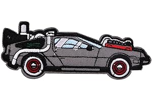 Hotrodspirit - Parche para coche delorean que viaja en el tiempo 12 x 4,5 cm, parche termoadhesivo