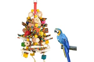 FOCCTS Bird Toys Parrot Toys for Large Birds Natural Corn cob and Loofah Slices Birds chew Toys Parrot Chew Toy Hanging Block Strong Chewing Toy for African Grey, Macaws, Cockatoos Parrot